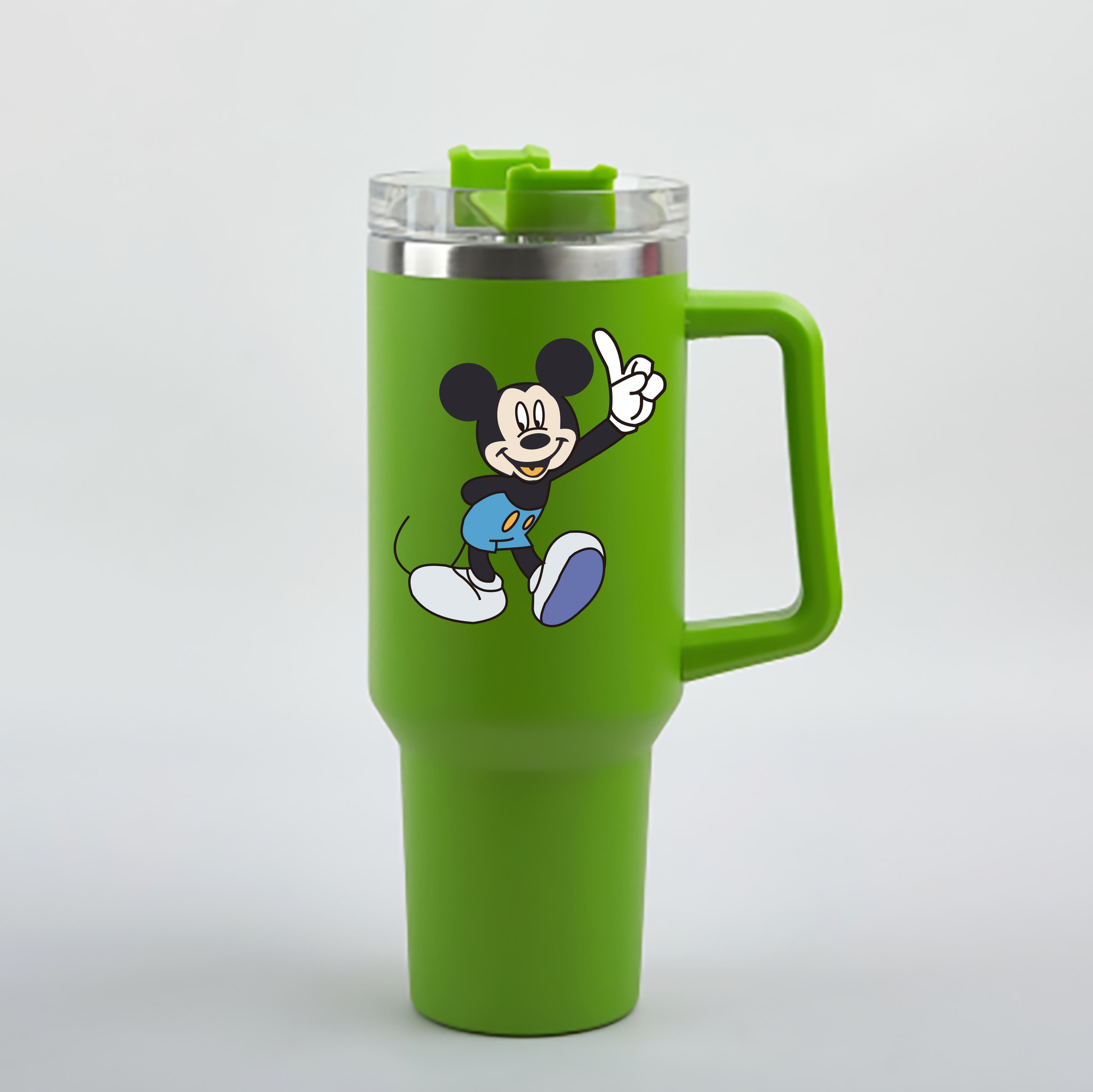 （画像用） ミッキーマウス Mickey Mouse 1200mL車用タンブラー - クリスタルステッカー（プラスチックストロー付き）